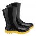 BOTA PVC PRETA SOLADO AMARELO CANO MÉDIO COM FORRO INTERNO N° 37 EVA PLUS