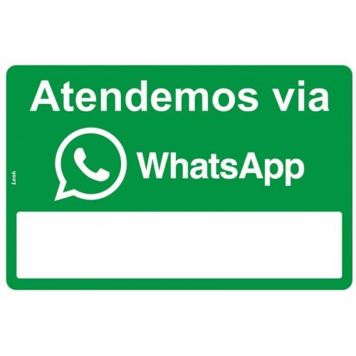 PLACA SINALIZACAO ATENDEMOS VIA WHATSAPP 20X30CM LOOK 1505