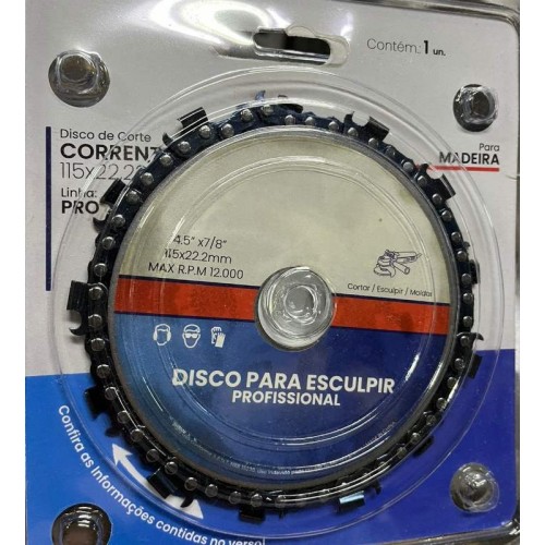 DISCO DE CORTE MADEIRA 115MMX22 CORRENTE PRO MOTOSERRA VELOX DIC069