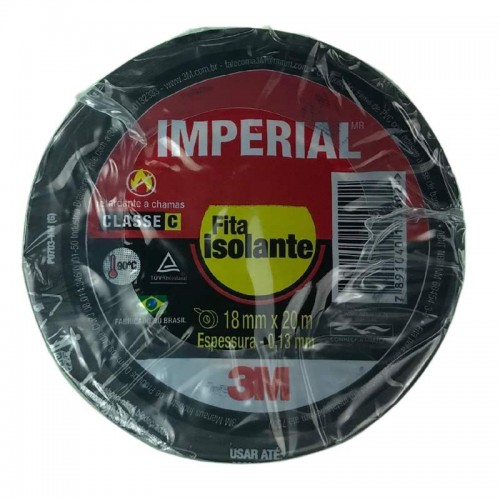 FITA ADESIVA ISOLANTE 3M IMPERIAL PRETA 18MM X 20M PACOTE COM 10 PEÇAS