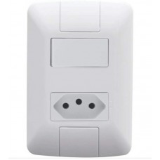 22421 - CONJUNTO ARIA 4X2 DE 1 INTERRUPTOR SIMPLES E 1 TOMADA(2P+T)20A BRANCO TRAMONTINA 57241/044