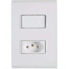 22442 - CONJUNTO LIZ 4X2 DE 1 INTERRUPTOR SIMPLES 10A E 1 TOMADA (2P+T) 20A BRANCO TRAMONTINA 57170/044