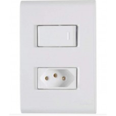 22443 - CONJUNTO LIZ 4X2 DE 1 INTERRUPTOR SIMPLES E 1 TOMADA (2P+T)10A BRANCO TRAMONTINA 57170/064