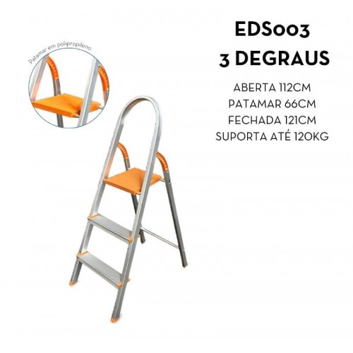 ESCADA COM 3 DEGRAUS ALUMÍNIO ÁGATA REF. EDS003