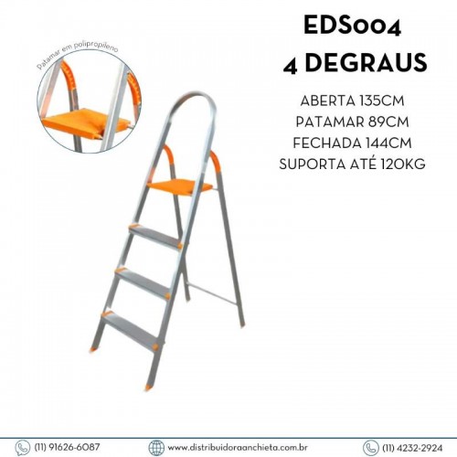 ESCADA COM 4 DEGRAUS ALUMÍNIO ÁGATA REF. EDS004