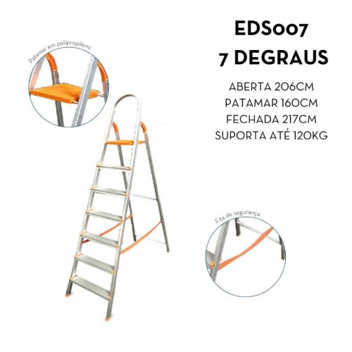 ESCADA COM 7 DEGRAUS ALUMÍNIO ÁGATA REF. EDS007