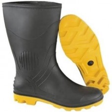 16879 - BOTA PVC PRETA SOLADO AMARELO CANO MÉDIO COM FORRO INTERNO N° 43 EVA PLUS