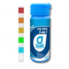 23438 - FITAS PARA TESTE DE PISCINA (CL LIVRE+CL TOTAL+PH+AT+ACIDO CIANURICO) 5 EM 1 COM 25 FITAS SUALL 