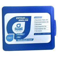 23439 - ESTOJO PARA TESTE DE PISCINA (CLORO+PH+AT) 3 EM 1 COM FRASCO DE SOLUÇÃO E REAGENTE SUALL PISCINAS