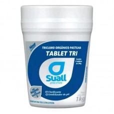 23342 - TABLET PASTILHA TRI CLORO ORGÂNICO ADITIVADO 87,3% 1KG COM 5 TABLETES DE 200G CADA SUALL PISCINAS