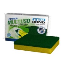 23585 - ESPONJA MULTIUSO ECONÔMICA VERDE E AMARELA 100MMX 70MM X 16MM TEK BOND 