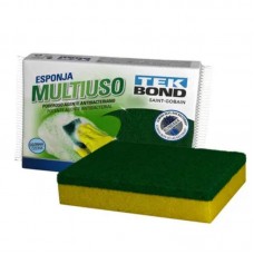 23585 - ESPONJA MULTIUSO ECONÔMICA VERDE E AMARELA 100MMX 70MM X 16MM TEK BOND 