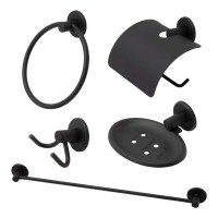 23604 - ACESSÓRIO PARA BANHEIRO LINHA STANDER METAL PRETO FOSCO KIT COM 5 PEÇAS GS METAIS