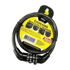 20029 - CADEADO P/BIKE C/SEGREDO 65CMX8MM PRETO 1704 FERTAK