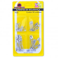 15379 - ALFINETES DE SEGURANÇA 25 A 45MM CARTELA COM 50UN P/ ROUPA REF. 7858
