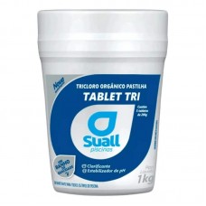 23342 - TABLET PASTILHA TRI CLORO ORGÂNICO ADITIVADO 87,3% 1KG COM 5 TABLETES DE 200G CADA SUALL PISCINAS