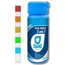 23438 - FITAS PARA TESTE DE PISCINA (CL LIVRE+CL TOTAL+PH+AT+ACIDO CIANURICO) 5 EM 1 COM 25 FITAS SUALL 