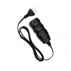 10413 - EXTENSÃO CABO PP 3 SAÍDAS 3X0,75MM² COM 10 METROS (2P+T) 10A BIVOLT PRETA FC 25409