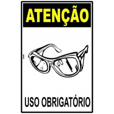 14733 - PLACA SINALIOZACAO EPI ATENCAO USO OBRIGATORIO DE OCULOS 20X30CM LOOK 2502