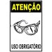 PLACA SINALIOZACAO EPI ATENCAO USO OBRIGATORIO DE OCULOS 20X30CM LOOK 2502