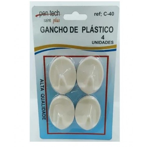 GANCHO PVC ADESIVO DECORATIVO C/4 C-40